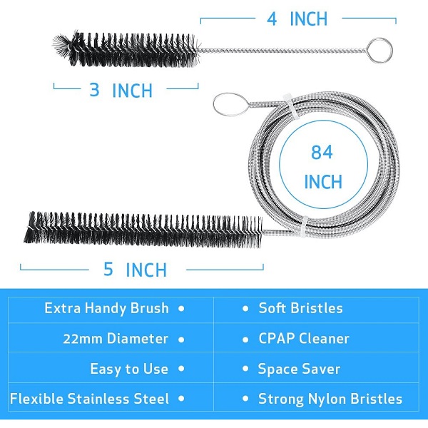 CPAP Tube Cleaning Brush-7 Feet Flexible + 7 Inches Handy