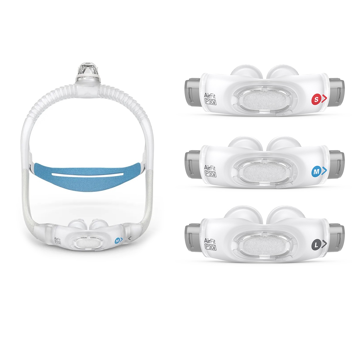 ResMed CPAP Nasal Pillows Mask : # 63851 Airfit P30i Starter Pack - Small , Small frame with sm, med and lg pillow cushions-/catalog/nasal_pillows/resmed/p30i-01